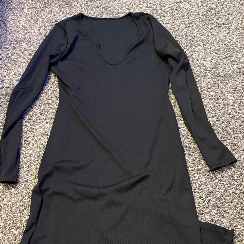 Long Sleeve Black Scoop Neck Women’s Dress
